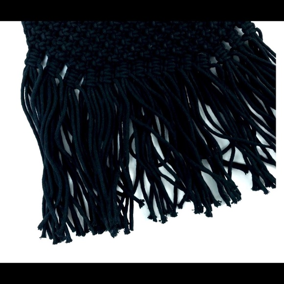 Danielle Nicole Black Macrame Handbag/Shoulder Bag - Picture 4 of 4